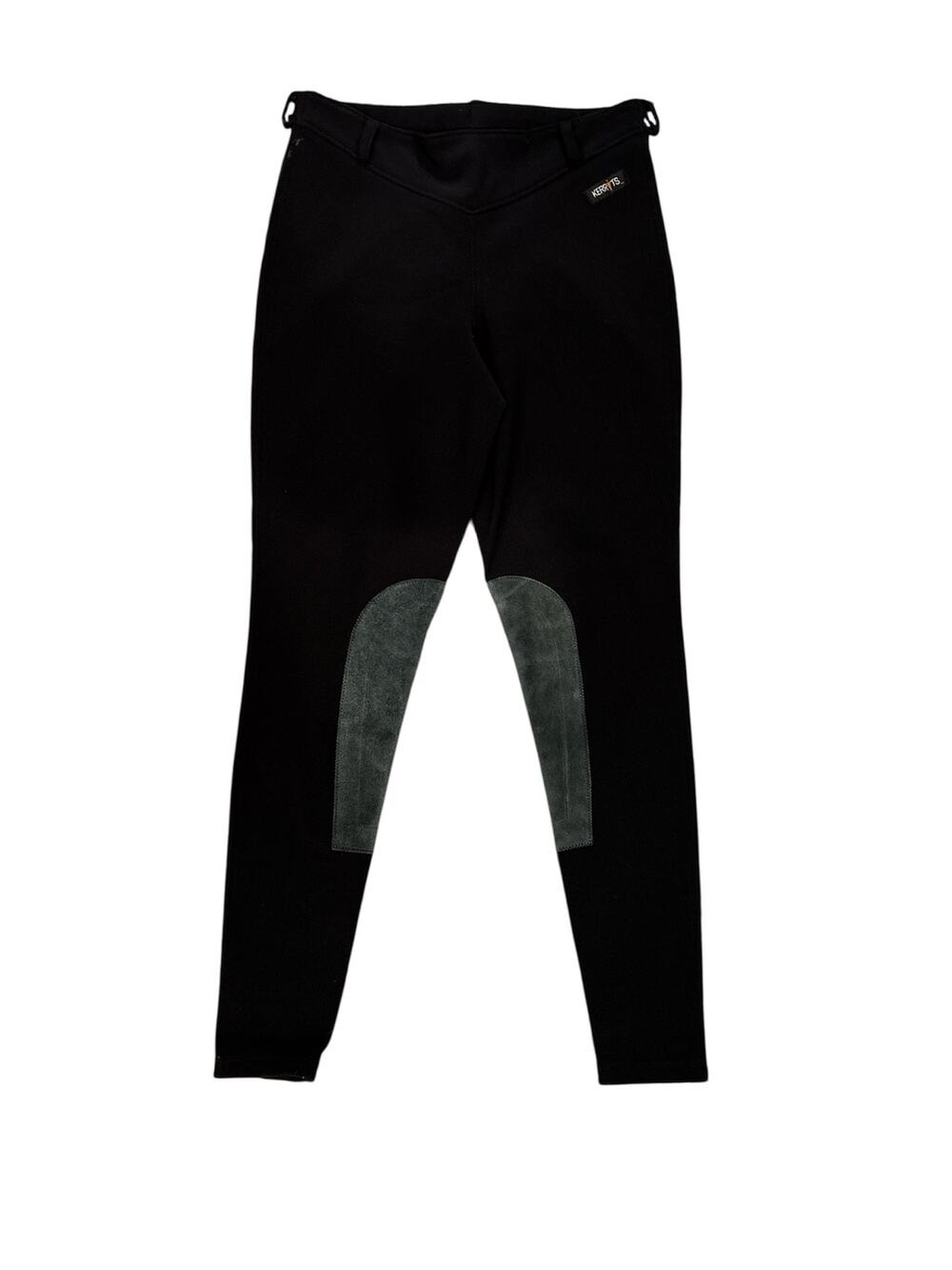 Kerrits women’s medium riding pants, black with green knee patches, ribbed